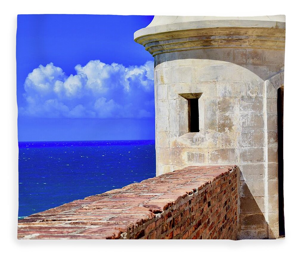 Tower At El Morro Fleece Blanket featuring the photograph Tower at El Morro by Debra Grace Addison