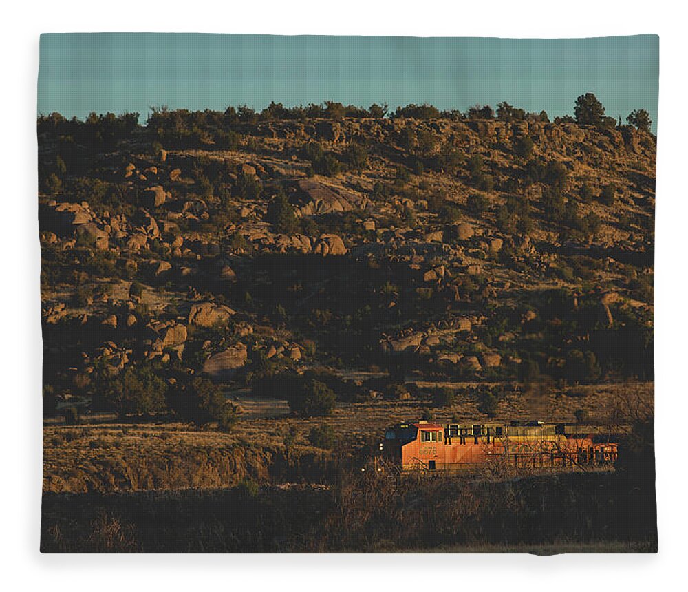 Train Fleece Blanket featuring the photograph Train in Arizona Desert by Julieta Belmont