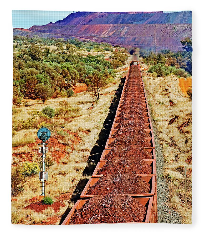 Train Fleece Blanket featuring the photograph Train Transporting Iron Ore, Western by John W Banagan
