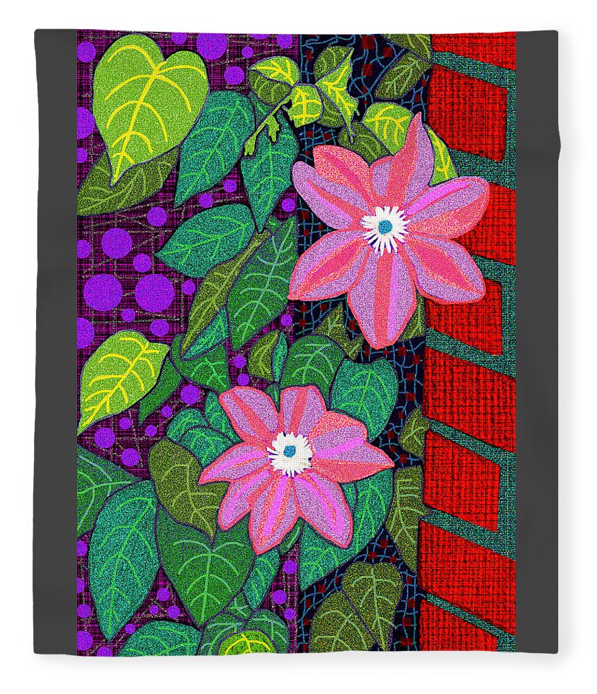 Smokey Mountains Fleece Blanket featuring the digital art Trellis Blooms by Rod Whyte