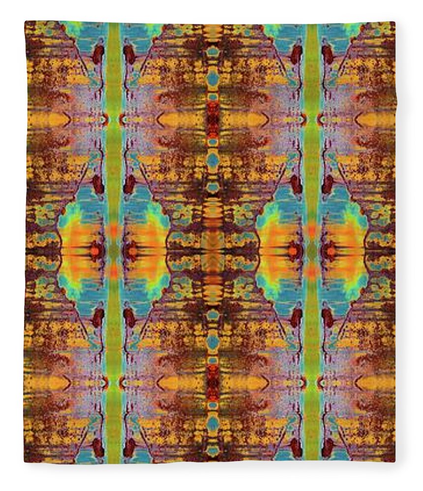 Abstract Fleece Blanket featuring the tapestry - textile Tribal Dreams by Terry Rowe