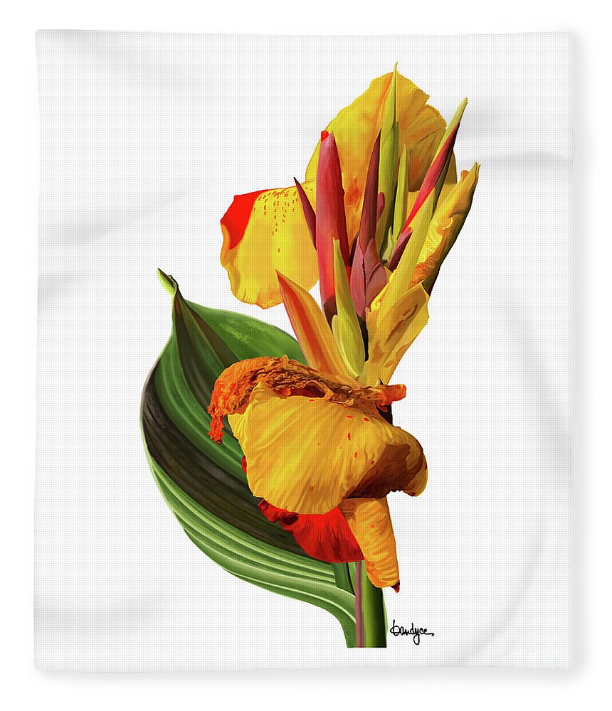 Tropical Bouquet Fleece Blanket featuring the digital art Tropical Bouquet-Flower One by Kandyce Waltensperger