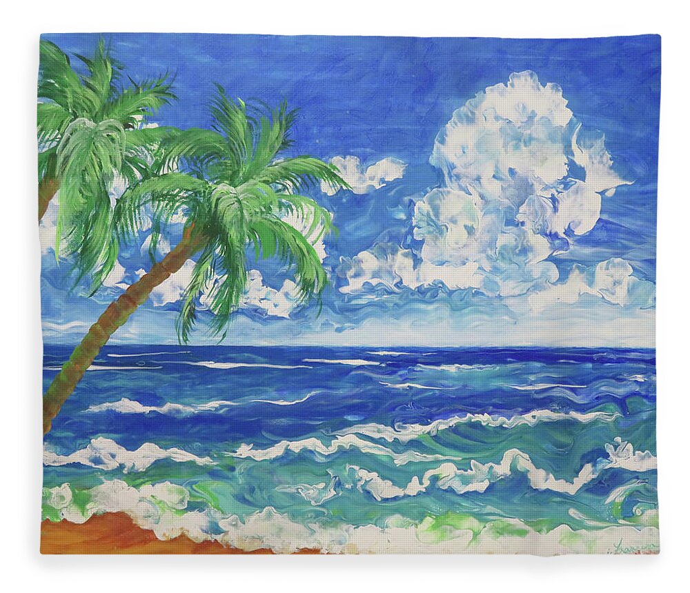 Sea Fleece Blanket featuring the painting Tropical Sea by Frances Miller