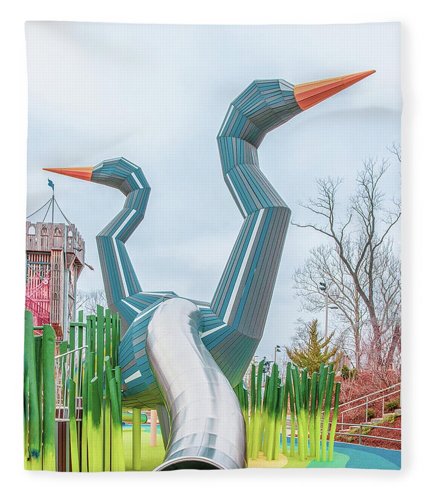 Gathering Place Fleece Blanket featuring the photograph Tulsas Gathering Place - Bird Slide by Bert Peake