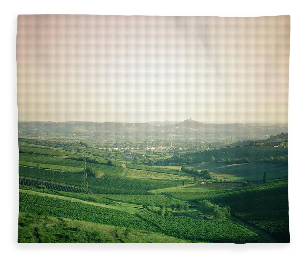 Recreational Pursuit Fleece Blanket featuring the photograph Tuscany Countryside With Cultivated Land by Franckreporter