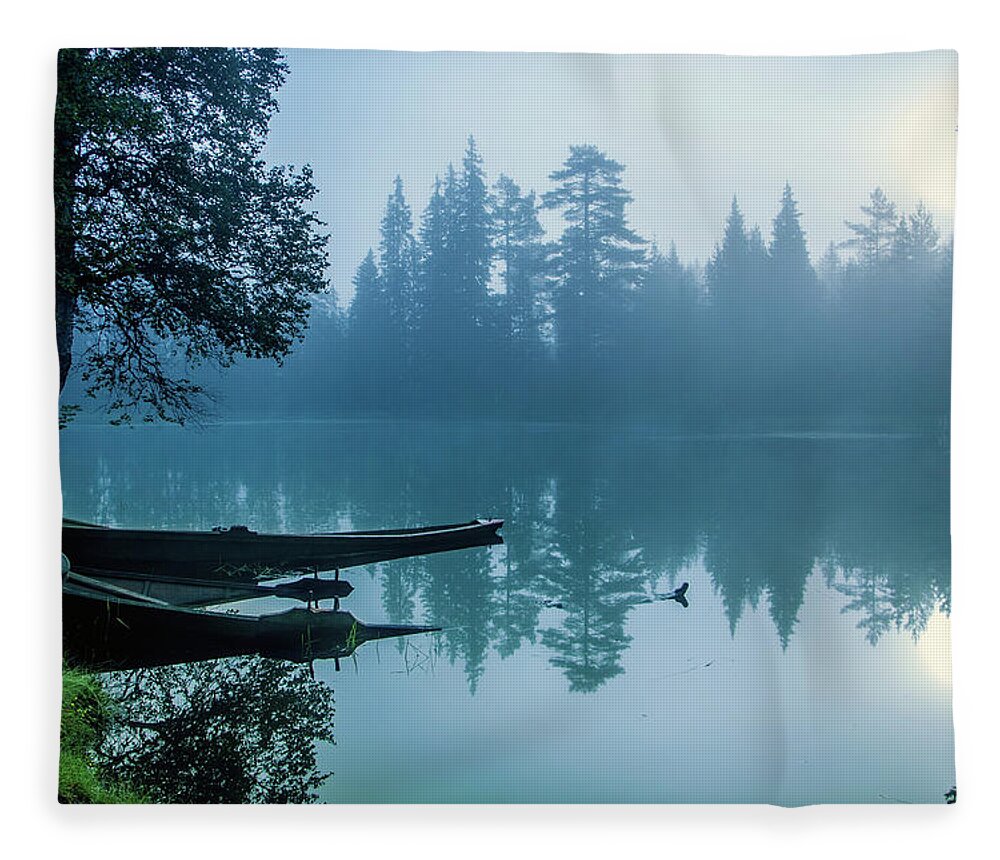 Tranquility Fleece Blanket featuring the photograph Two Forgotten Boats by Baac3nes