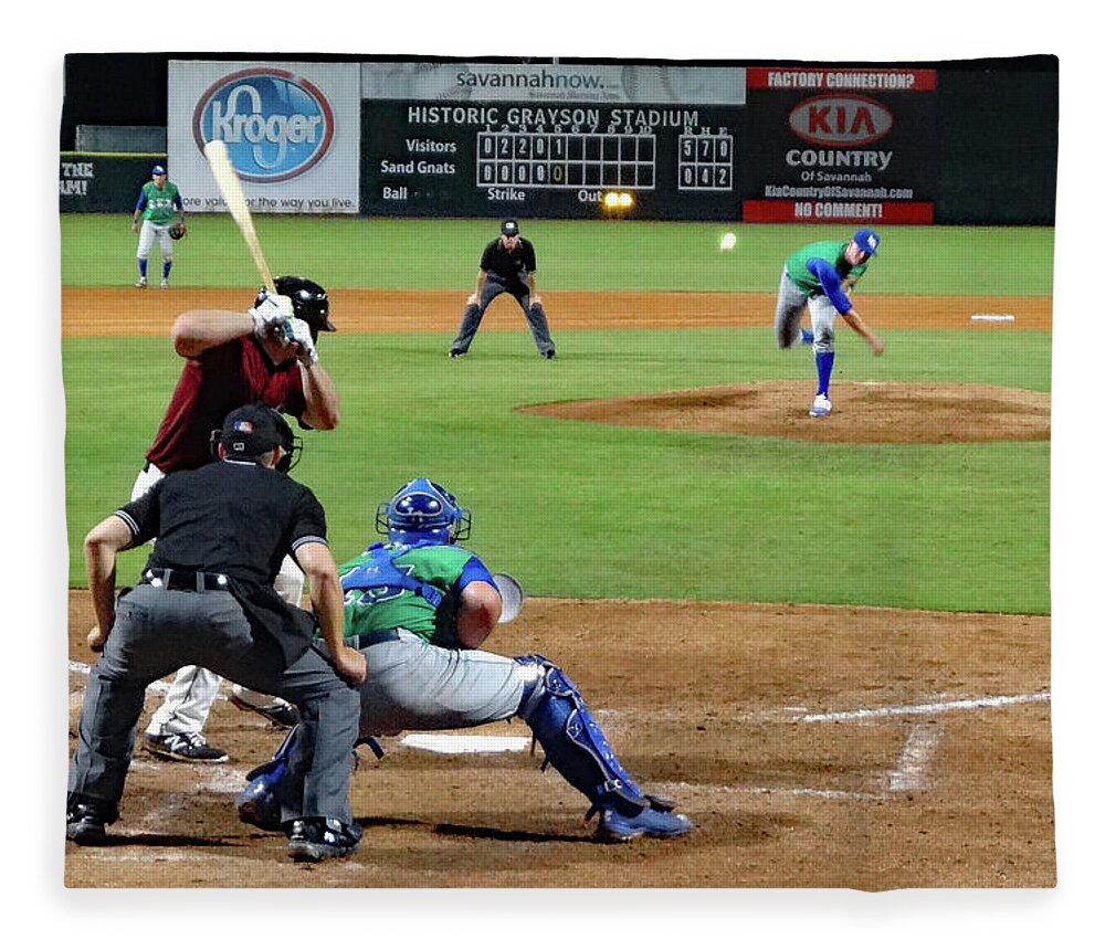 Baseball Fleece Blanket featuring the photograph Two Out Fastball by Jerry Griffin