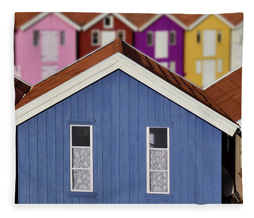 Tranquility Fleece Blanket featuring the photograph Typical Colored Houses In Smogen by Nespyxel
