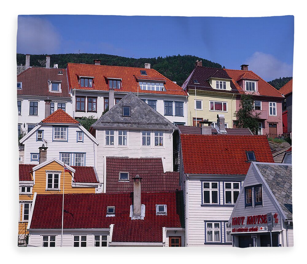 Scenics Fleece Blanket featuring the photograph Typical House, Bergen, Norway by P A Thompson