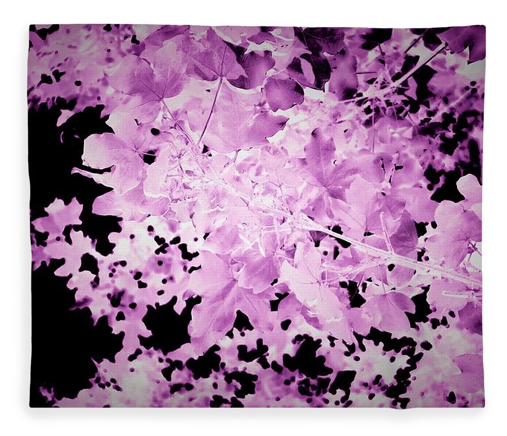 Ultraviolet Fleece Blanket featuring the mixed media Purple Autumn Leaves by Itsonlythemoon -