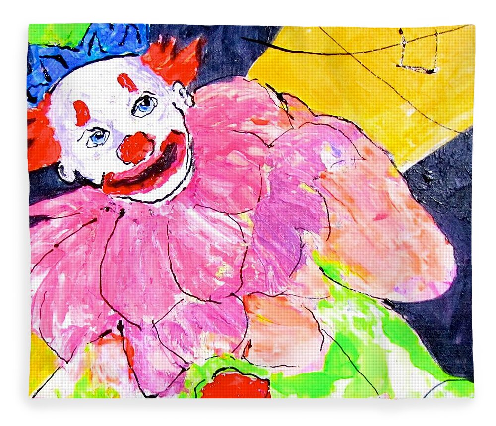 Clown Fleece Blanket featuring the painting Under the Big Top by Barbara O'Toole