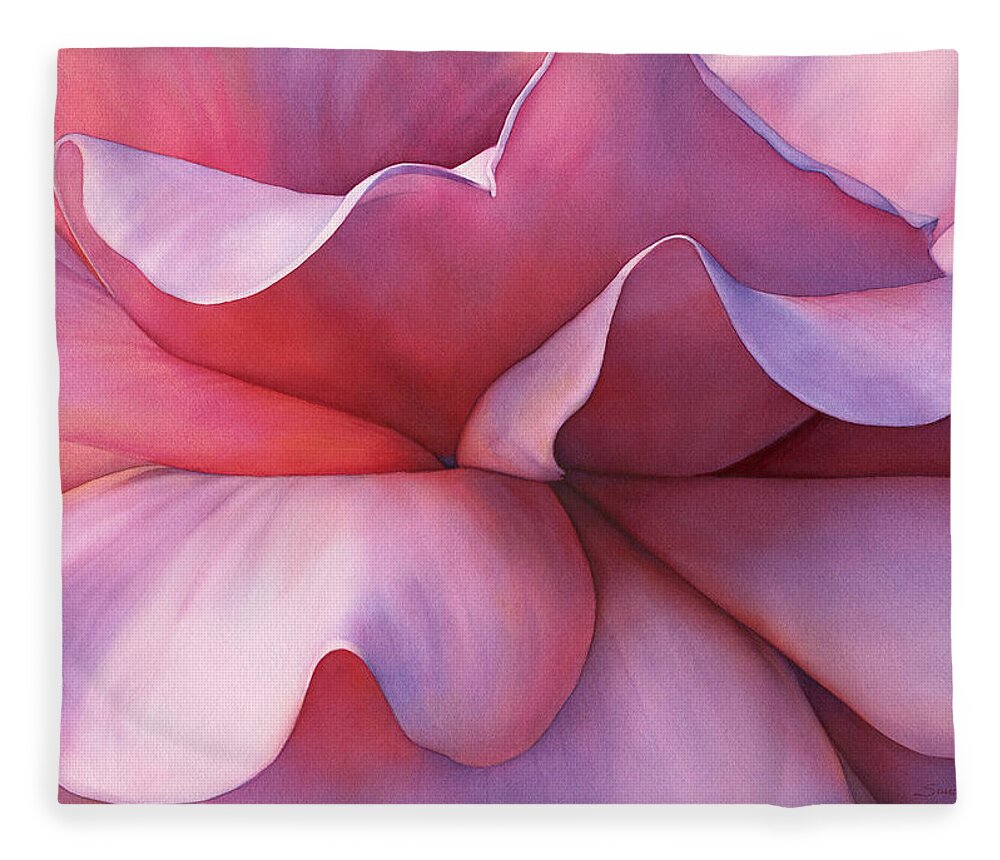Rose Fleece Blanket featuring the painting Undulation by Sandy Haight