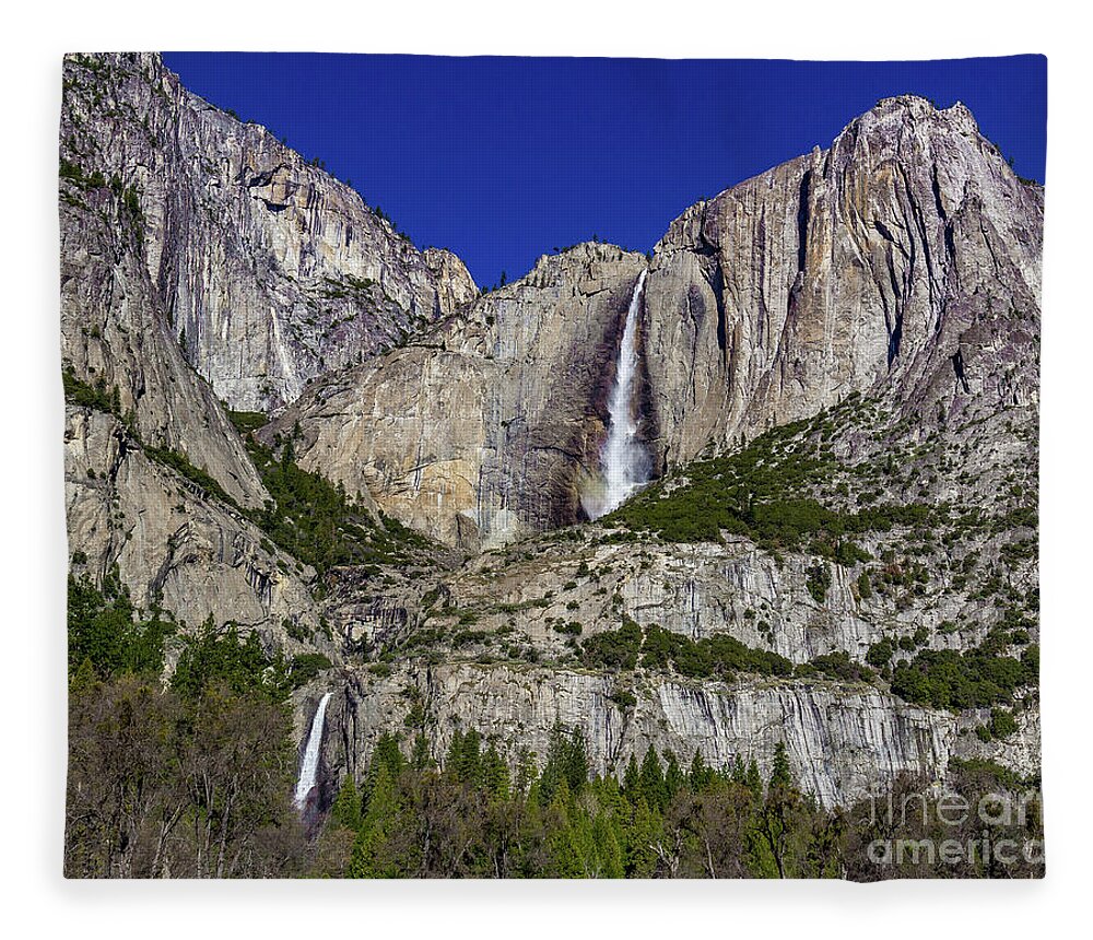Beauty Fleece Blanket featuring the photograph Upper and Lower Yosemite Falls by Roslyn Wilkins