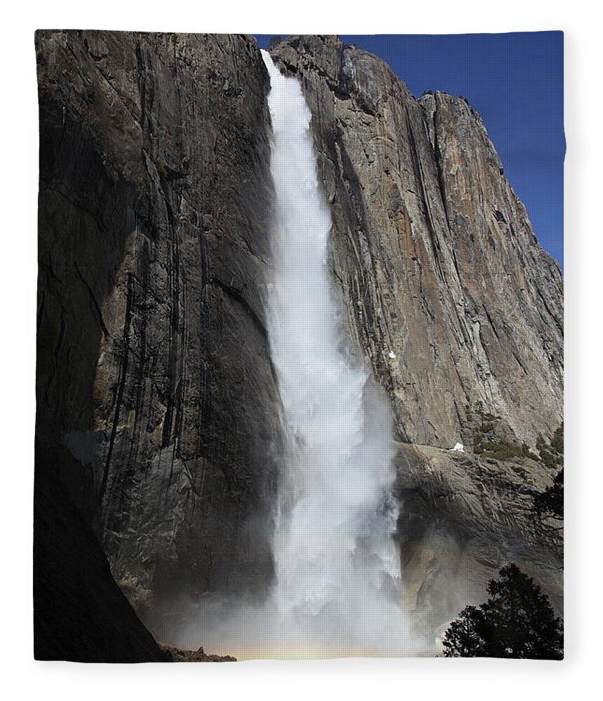 Scenics Fleece Blanket featuring the photograph Upper Yosemite Fall With Rainbow by Fuminana