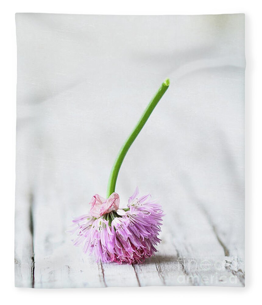 Flower Fleece Blanket featuring the photograph Upside Down Chive Flowers by Stephanie Frey