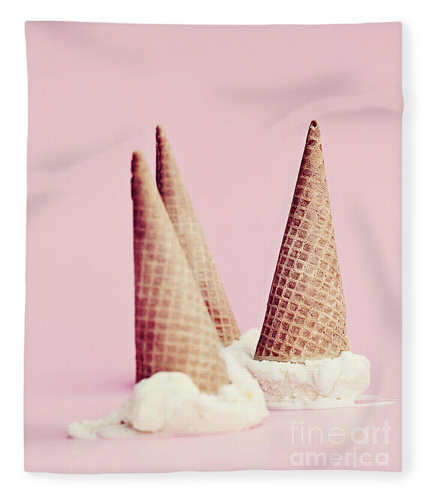 Colorful Fleece Blanket featuring the photograph Upside Down Ice Cream Cones by Stephanie Frey