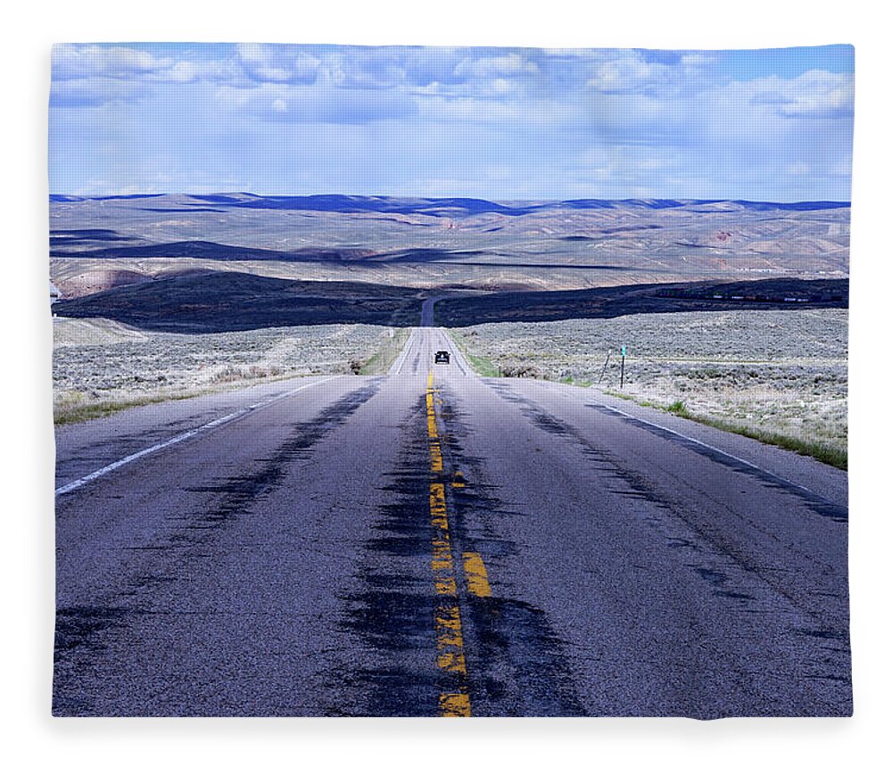 Highway Fleece Blanket featuring the photograph US 30 East to Green River by Rick Pisio