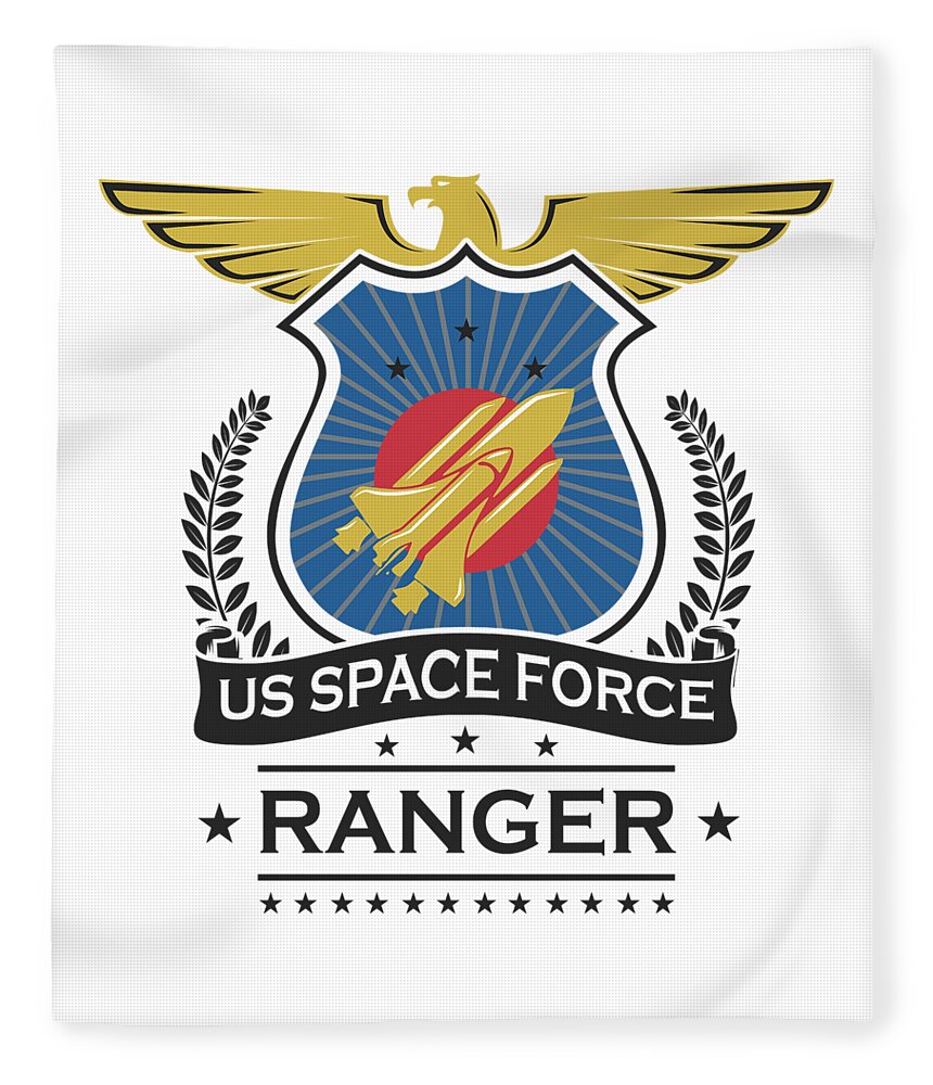 Space-force Fleece Blanket featuring the digital art US Space Force Crew Member Art for Spaceship Ranger Light by Nikita Goel