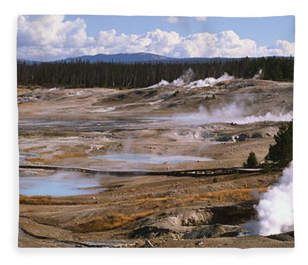 Extreme Terrain Fleece Blanket featuring the photograph Usa, Wyoming, Yellowstone National by James Randklev