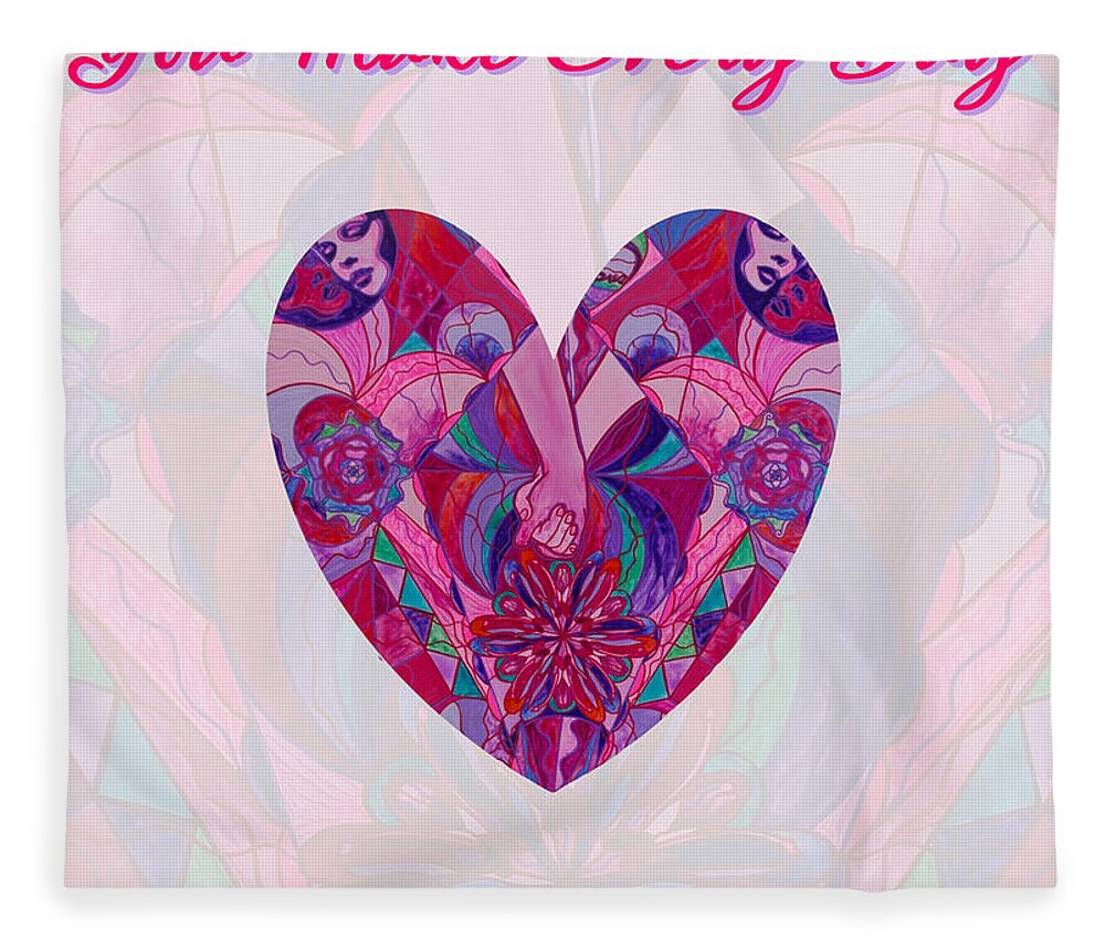  Fleece Blanket featuring the painting Valentine's Heart - Human Intimacy by Teal Eye Print Store