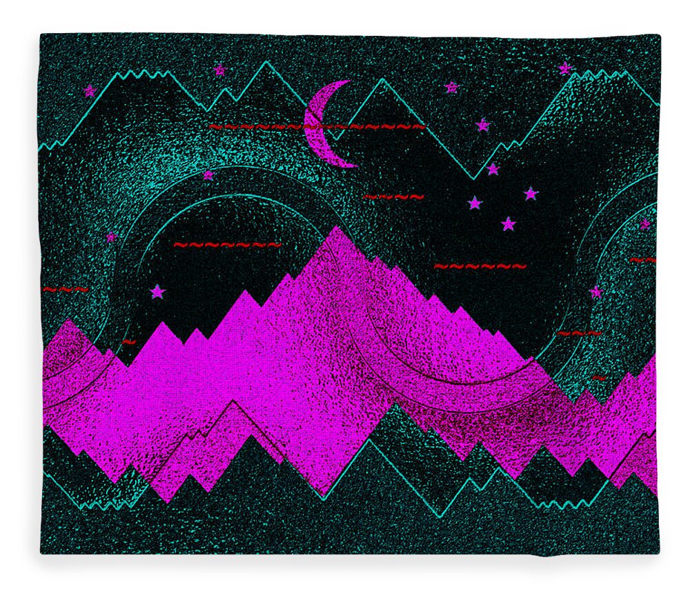 Valley Of The Crescent Moon Fleece Blanket featuring the mixed media Valley of the crescent moon by David Lee Thompson