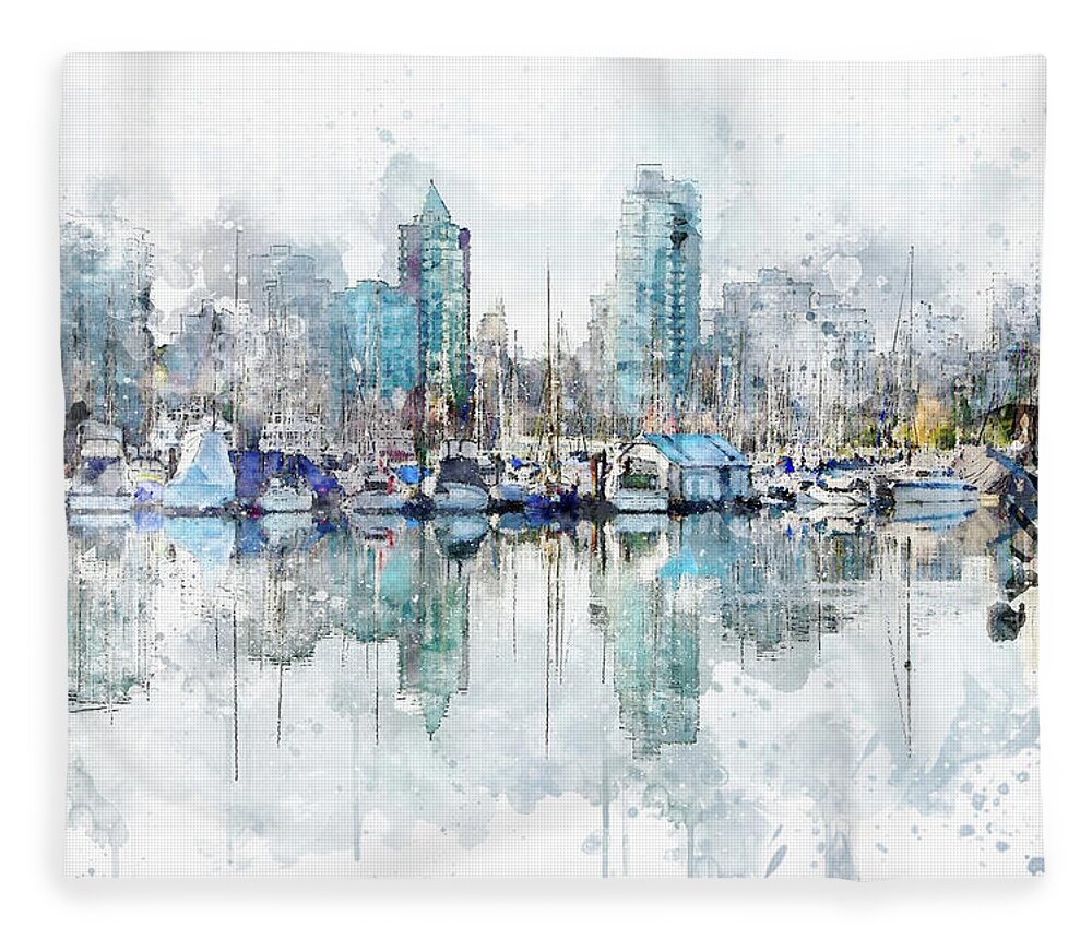  Marina Fleece Blanket featuring the photograph Vancouver Morning by Marilyn Wilson
