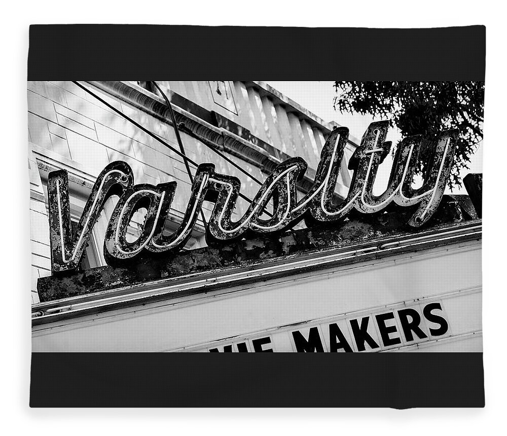 Varsity Fleece Blanket featuring the photograph Varsity Theatre Chapel Hill - #1 by Stephen Stookey