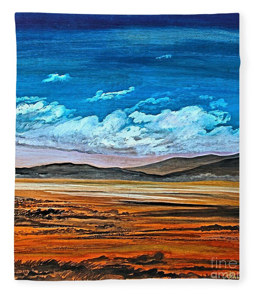 Prints Fleece Blanket featuring the painting Vast Places by Barbara Donovan