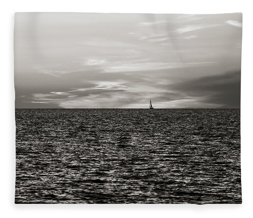 Sea Fleece Blanket featuring the photograph Vela al tramonto 07654 by Marco Missiaja