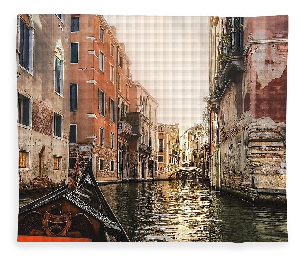 Canal Fleece Blanket featuring the photograph Venice by Anamar Pictures
