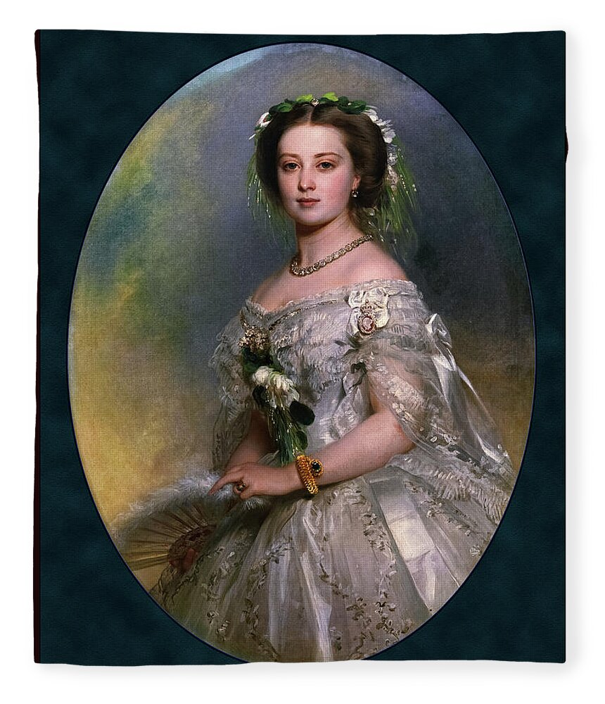 Victoria Princess Royal Fleece Blanket featuring the digital art Victoria Princess Royal by Franz Xaver Winterhalter by Rolando Burbon