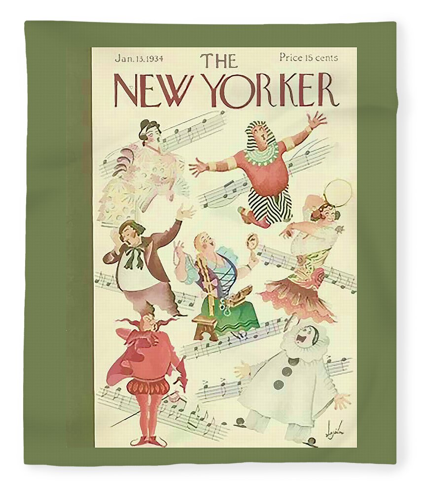 Special Permissions Fleece Blanket featuring the digital art Vintage New Yorker Cover - Circa 1934 by Marlene Watson