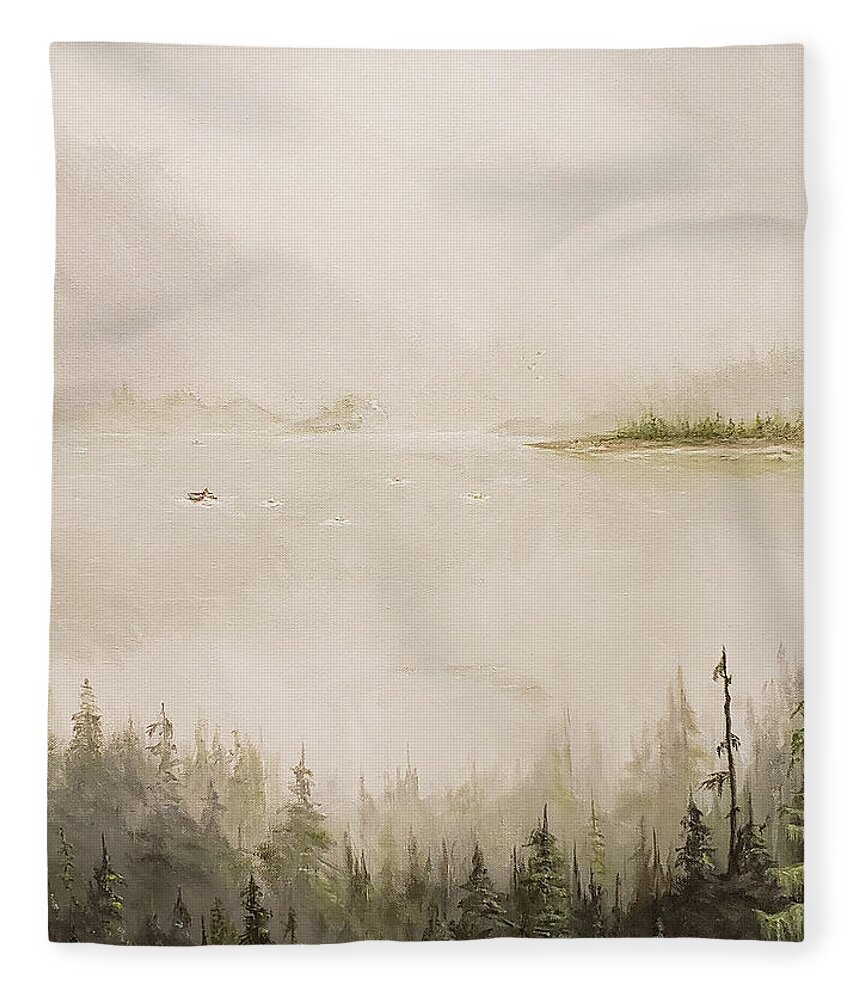 Orpheus Fleece Blanket featuring the painting Waiting For The Eagle To Come by James Andrews