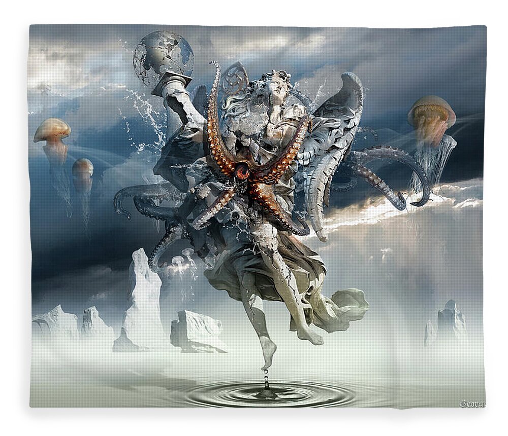 Imagination Fleece Blanket featuring the digital art Walking on Water or Correlation of Dreams and Reality by George Grie
