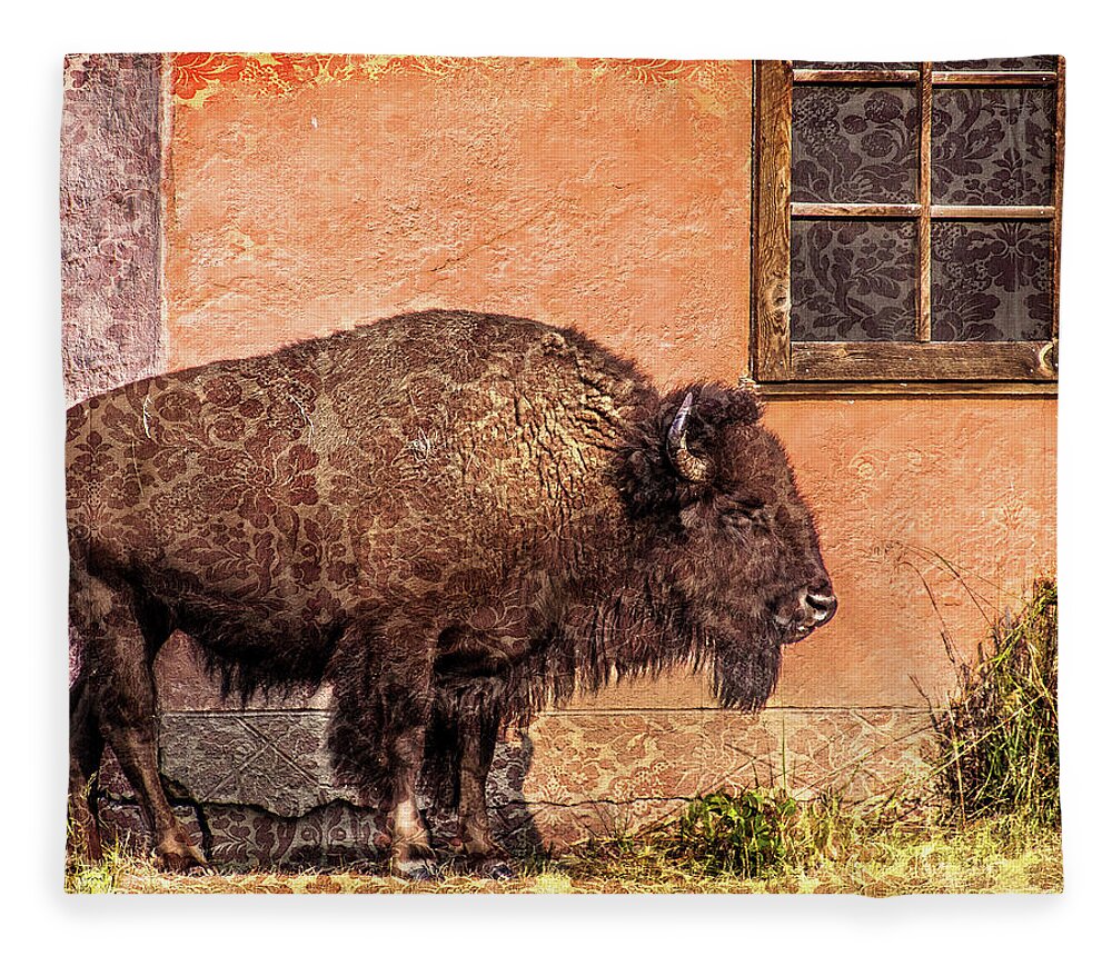 Wildlife Fleece Blanket featuring the photograph Wallpaper Bison by Mary Hone