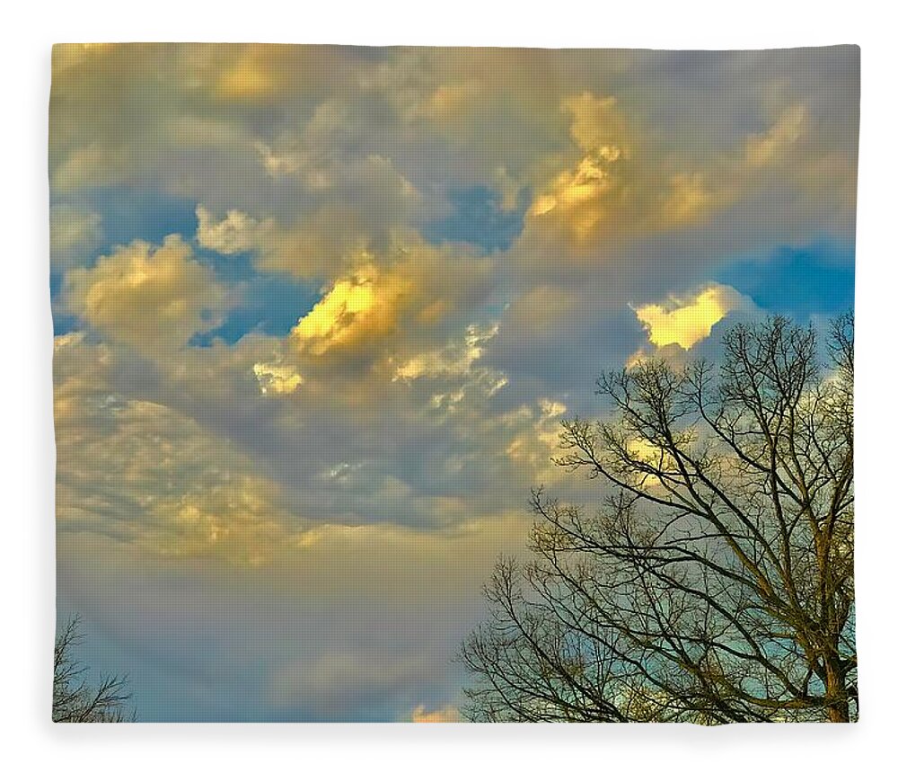  Fleece Blanket featuring the photograph Warm and Cool Sky by Jack Wilson