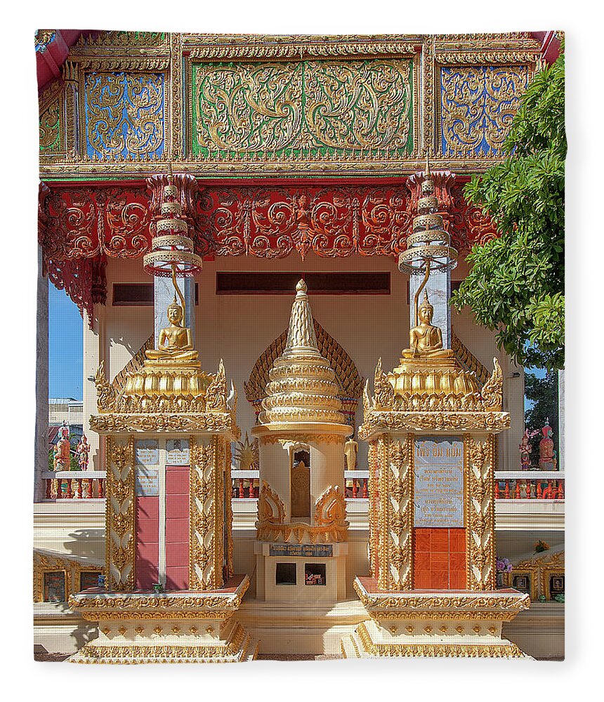 Scenic Fleece Blanket featuring the photograph Wat Liab Phra Ubosot Boundary Stone and Memorial Chedi DTHU0746 by Gerry Gantt