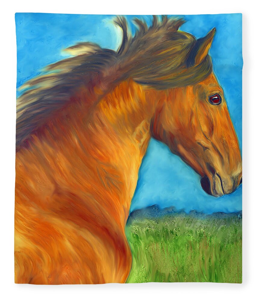 Horse Fleece Blanket featuring the painting Watching the Morning Breeze by Marcella Chapman