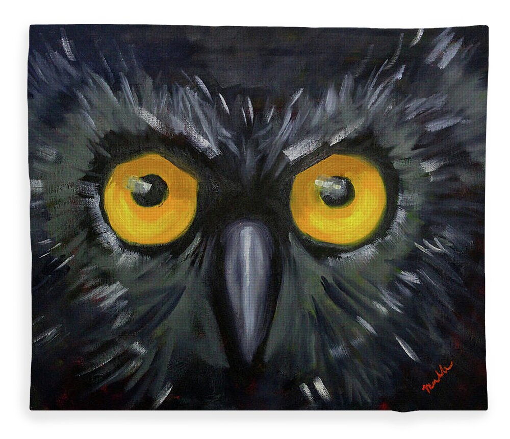Bird Eyes Fleece Blanket featuring the painting Watching You by Nancy Merkle