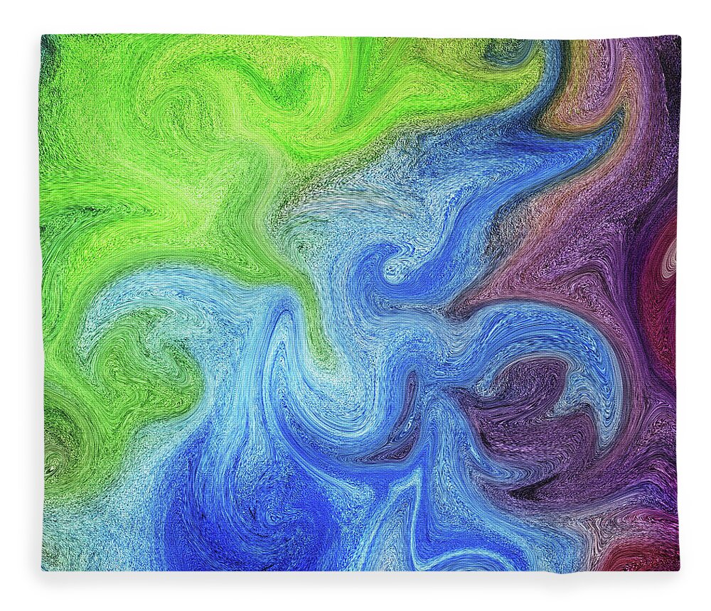 Liquid Fleece Blanket featuring the painting Watercolor Liquid Colorful Abstract XI by Irina Sztukowski