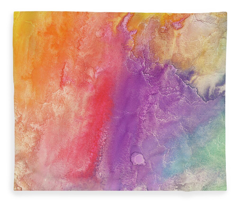Watercolor Painting Fleece Blanket featuring the photograph Watercolor Rainbow Painting by Jusant