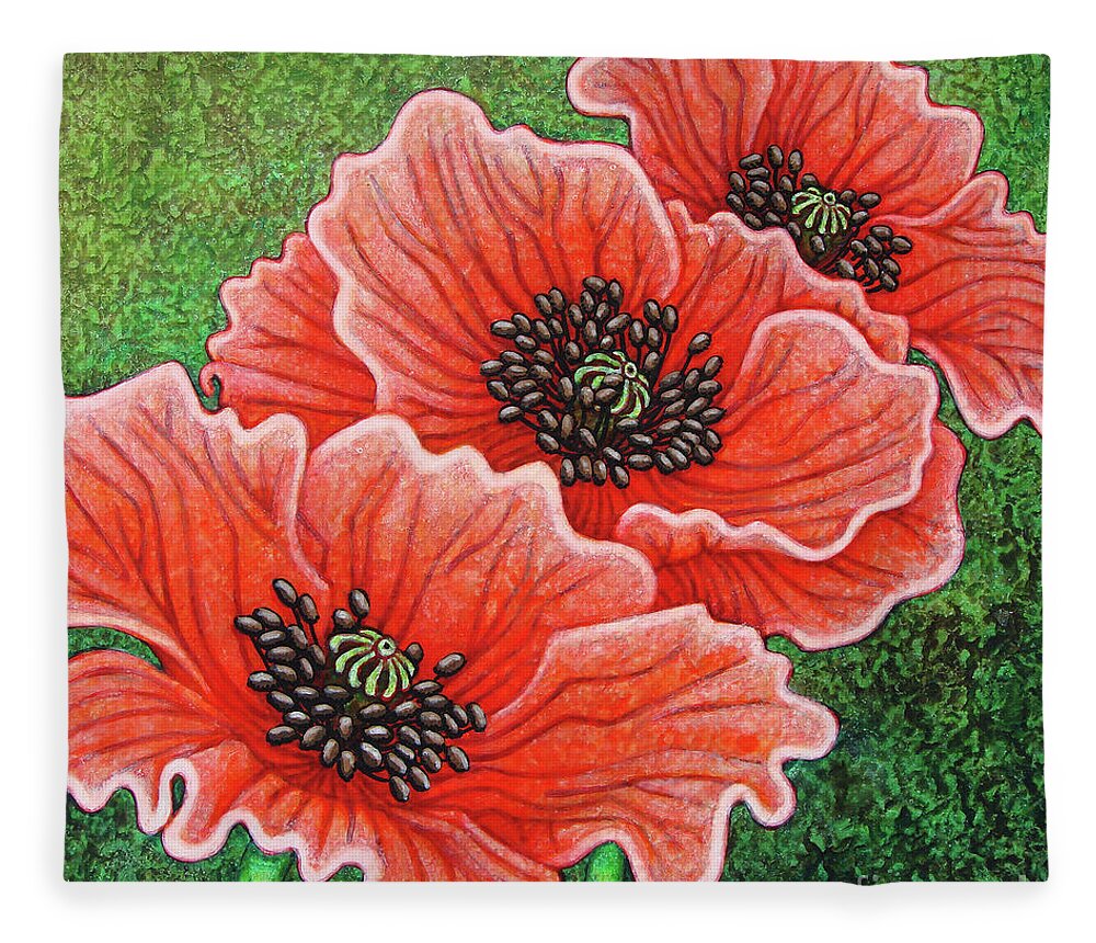 Poppy Fleece Blanket featuring the painting Watermelon Wonderment by Amy E Fraser