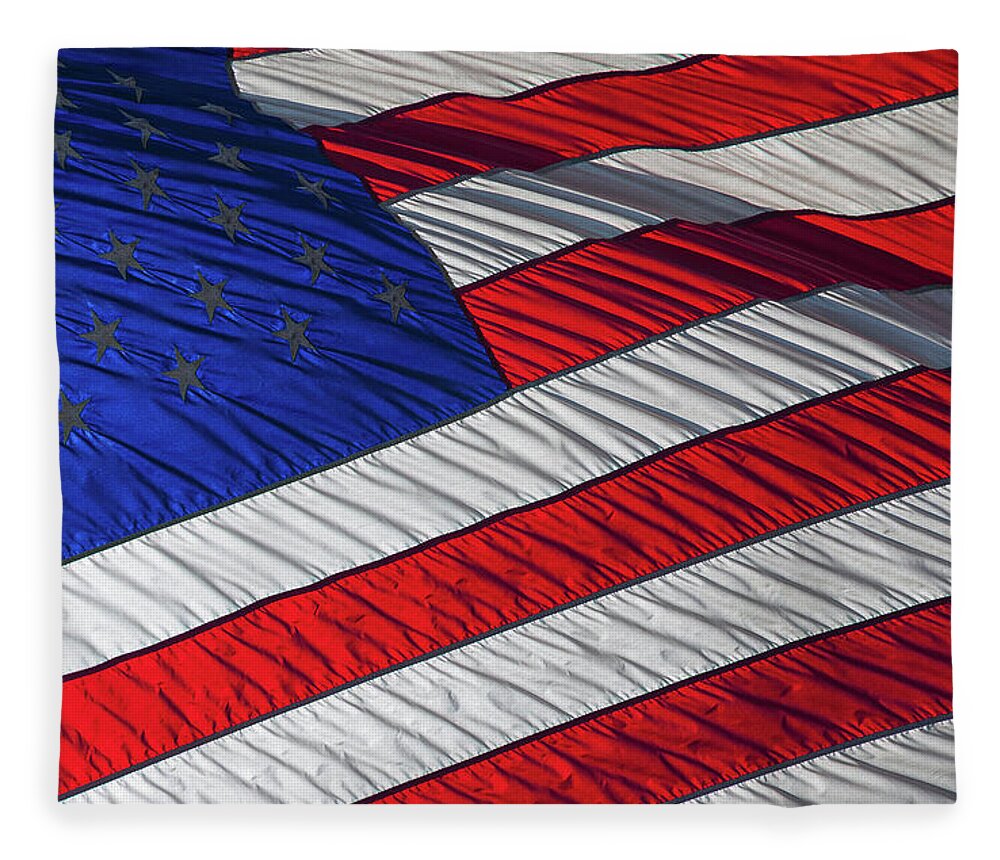 American Flag Fleece Blanket featuring the photograph Waving American Flag by David Smith