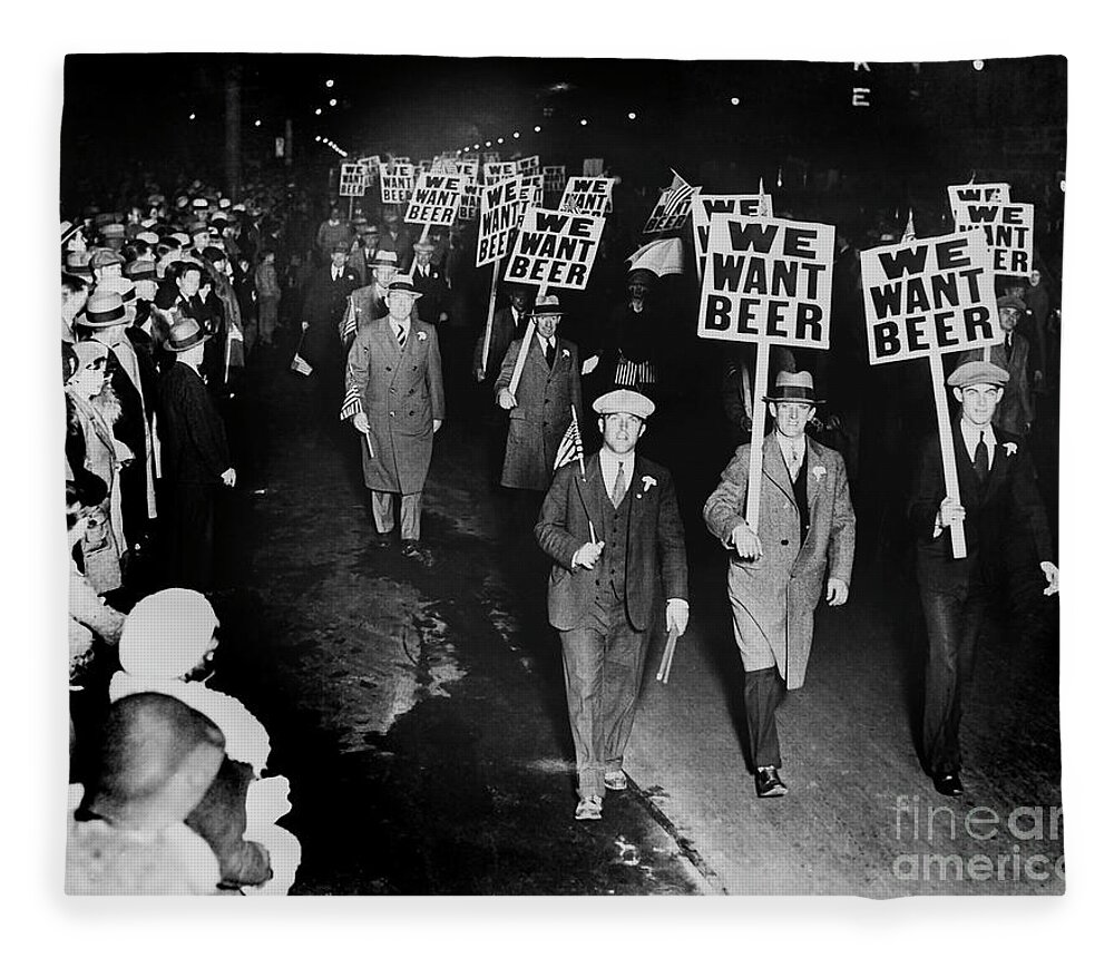 Prohibition Fleece Blanket featuring the photograph We Want Beer by Jon Neidert