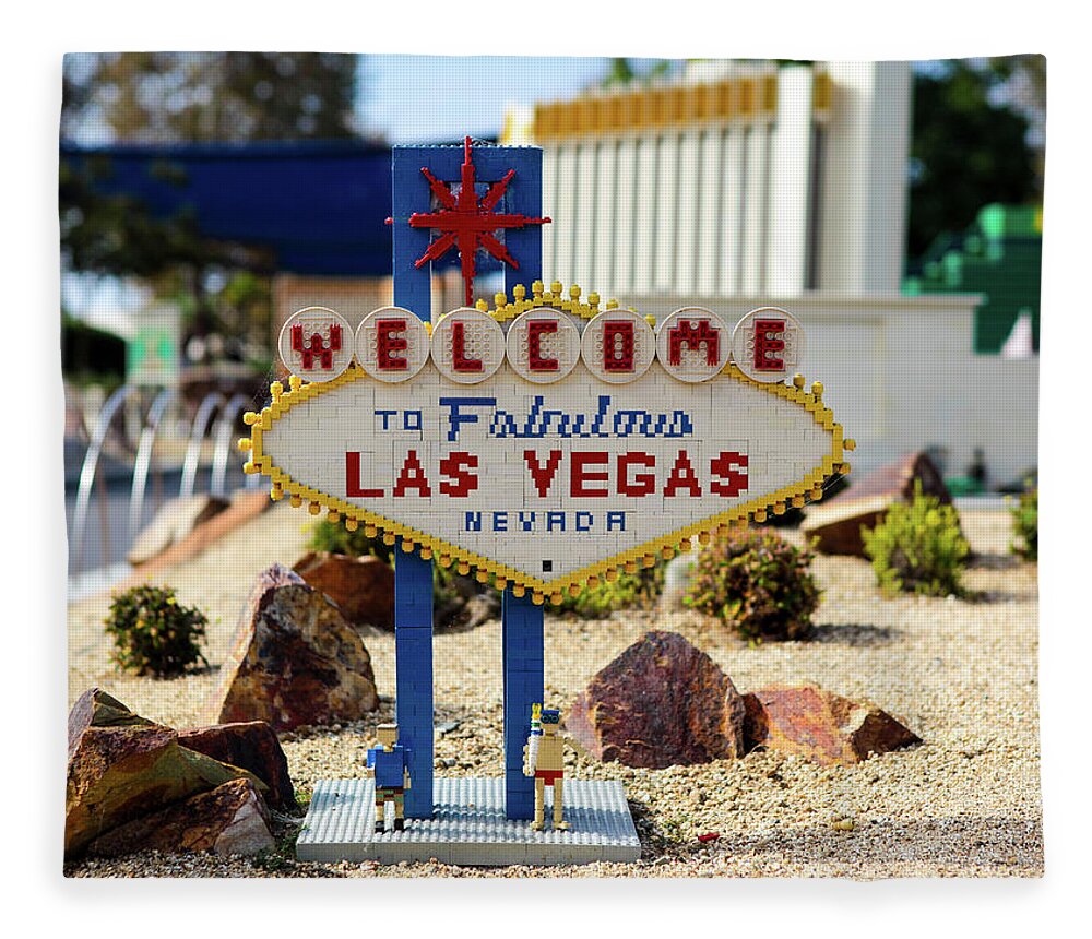 Welcome To Las Vegas Lego Sign Fleece Blanket by Dangerous Balcony - Pixels