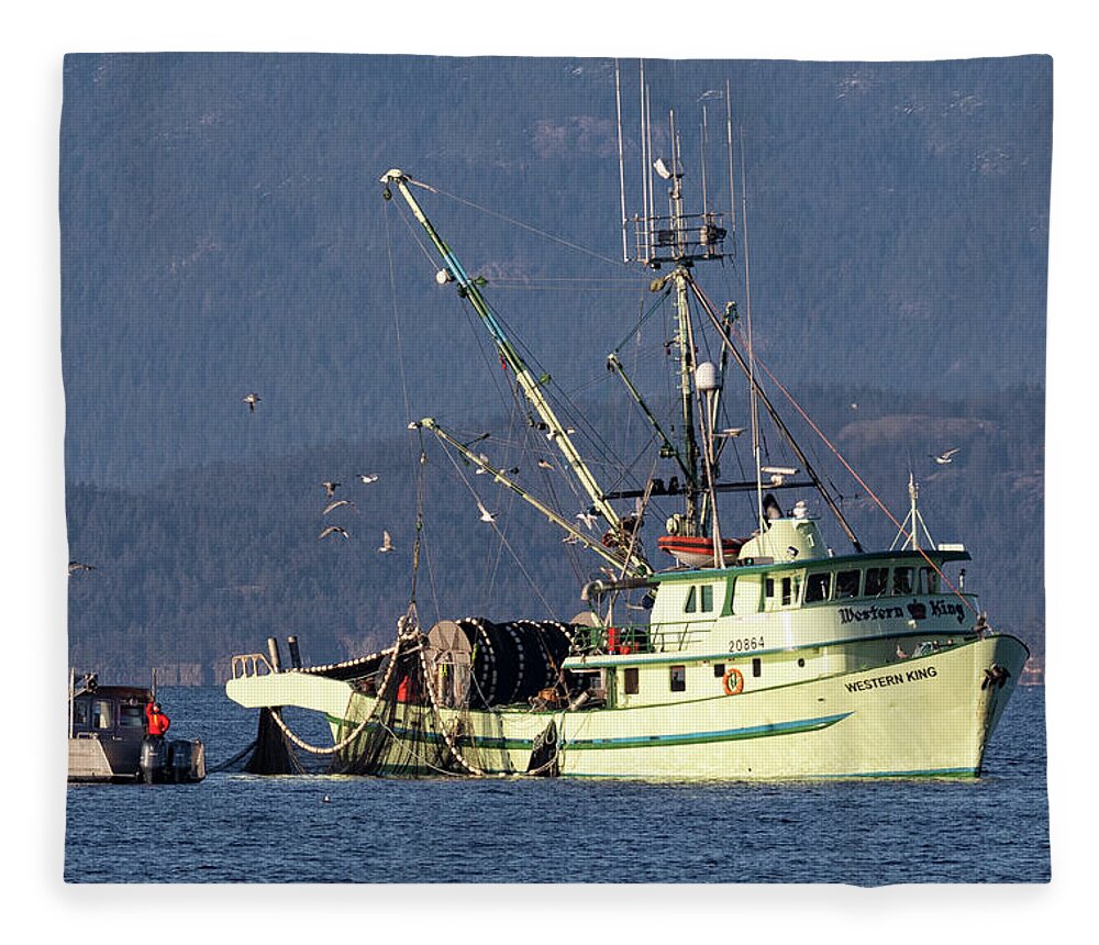 Western King Fleece Blanket featuring the photograph Western King Off Madrona by Randy Hall