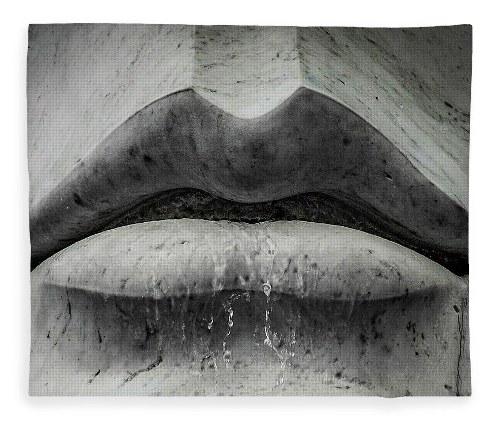 Statue Fleece Blanket featuring the photograph Wet Lips by Lora J Wilson