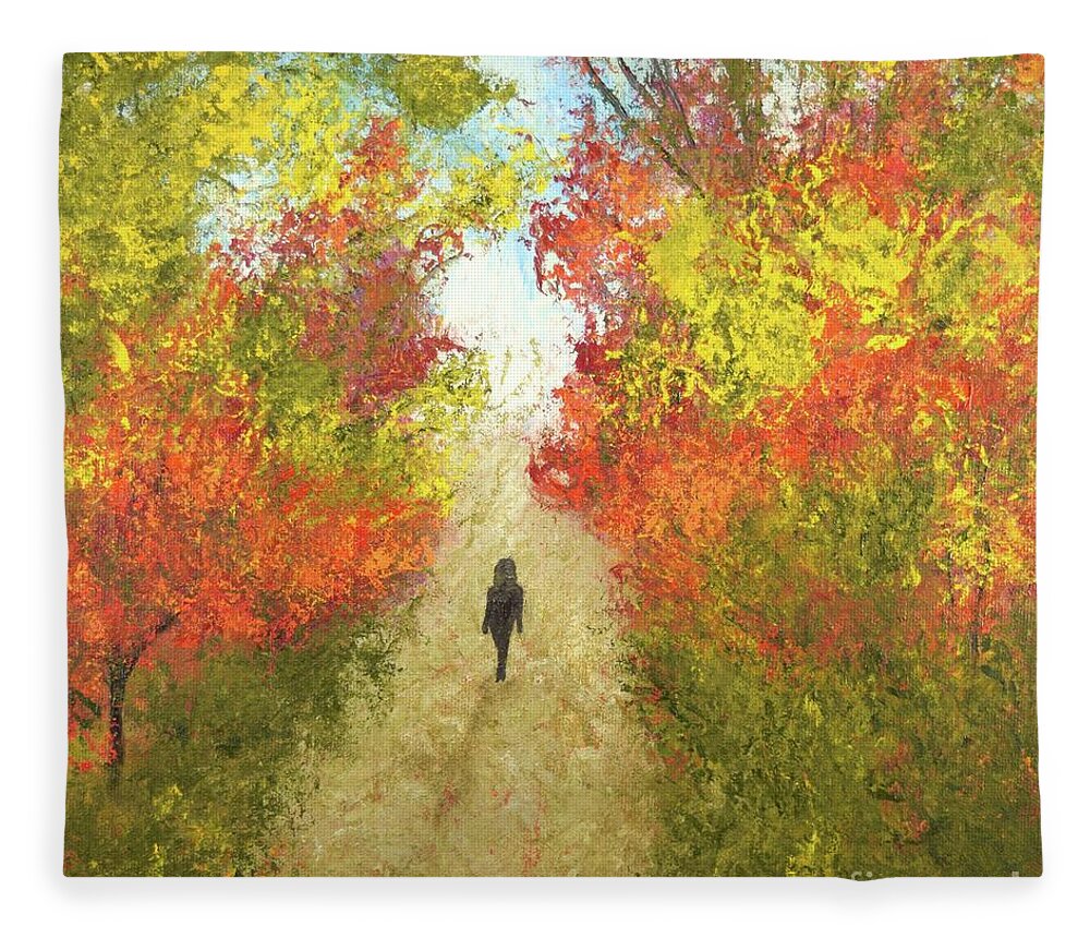  Fleece Blanket featuring the painting What Lies Ahead by Barrie Stark