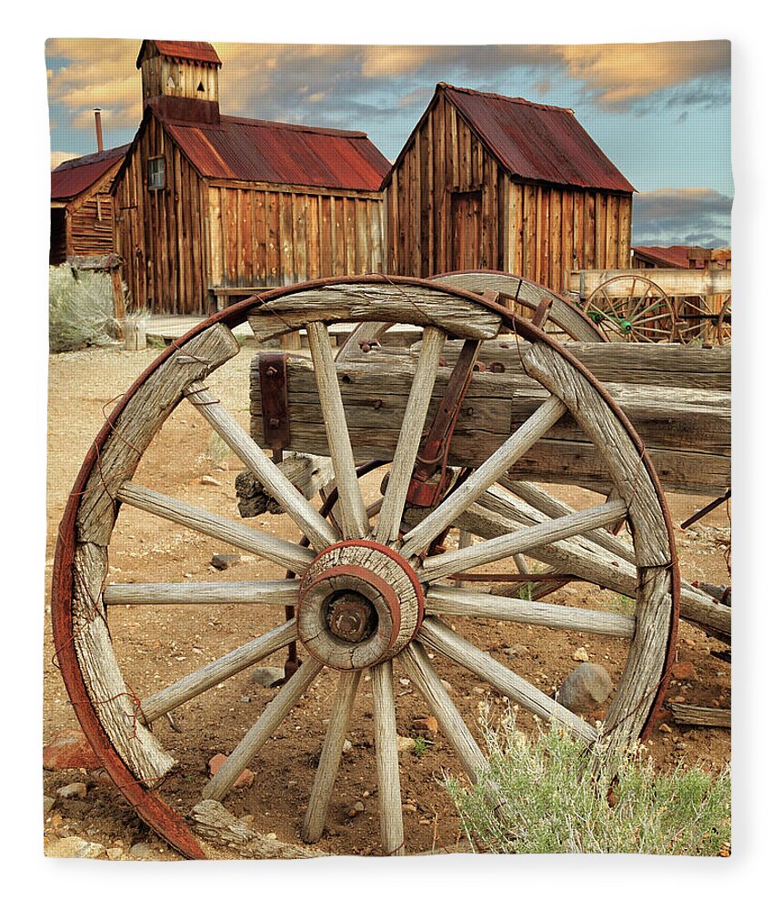 Wagon Fleece Blanket featuring the photograph Wheels And Spokes In Color by James Eddy