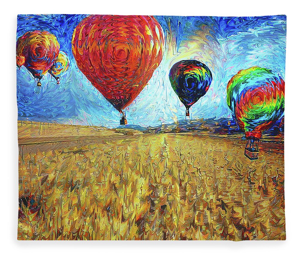 Balloon Fleece Blanket featuring the digital art When the sky blooms by Alex Mir